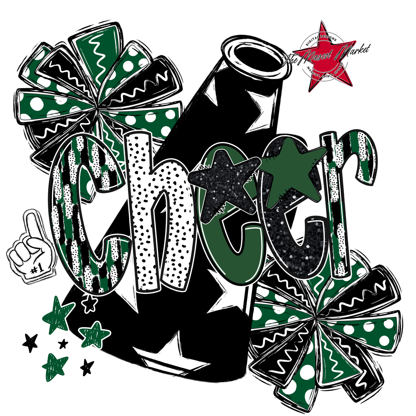 Cheer Megaphone Scrape Black-Green
