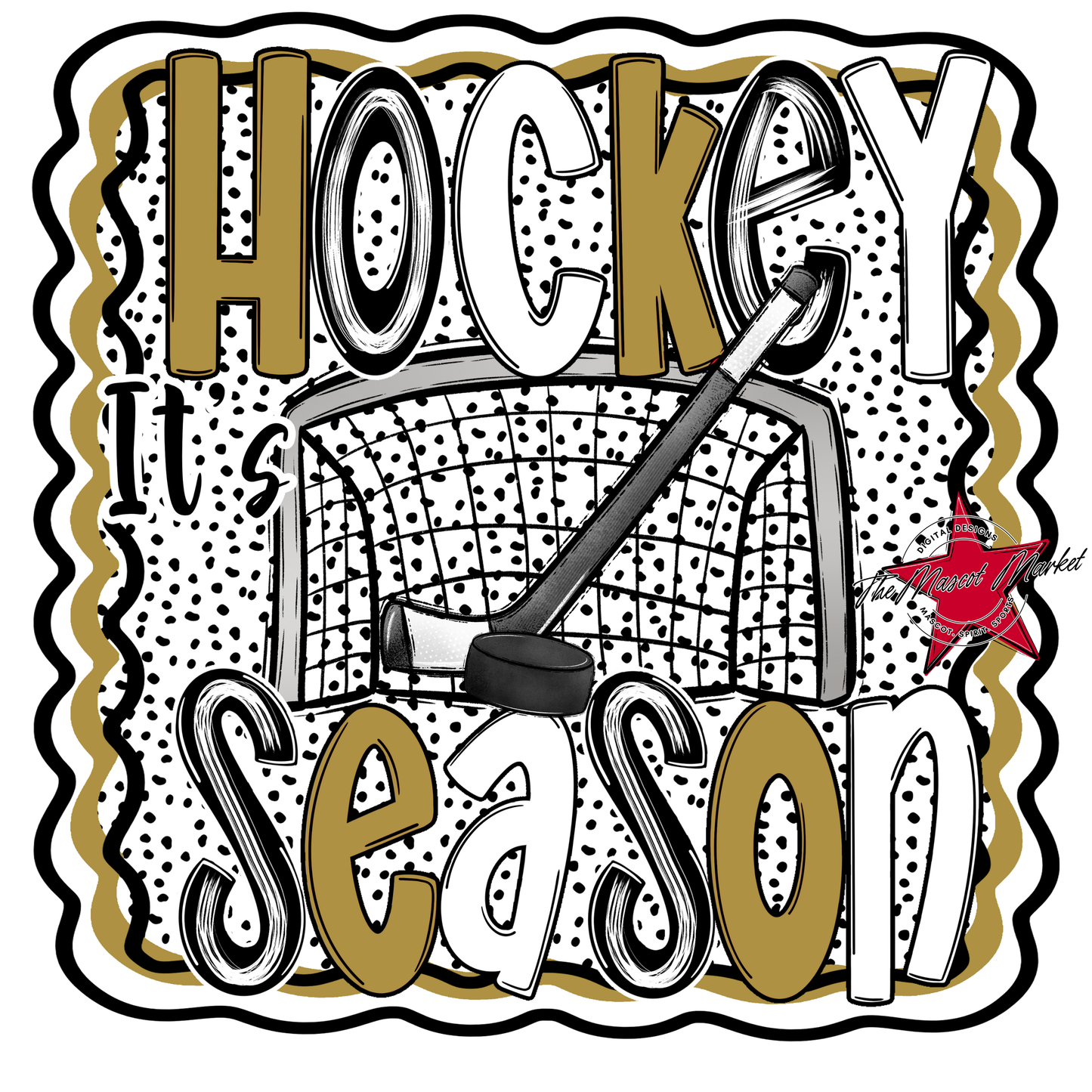It's Hockey Season Dot Design-Gold