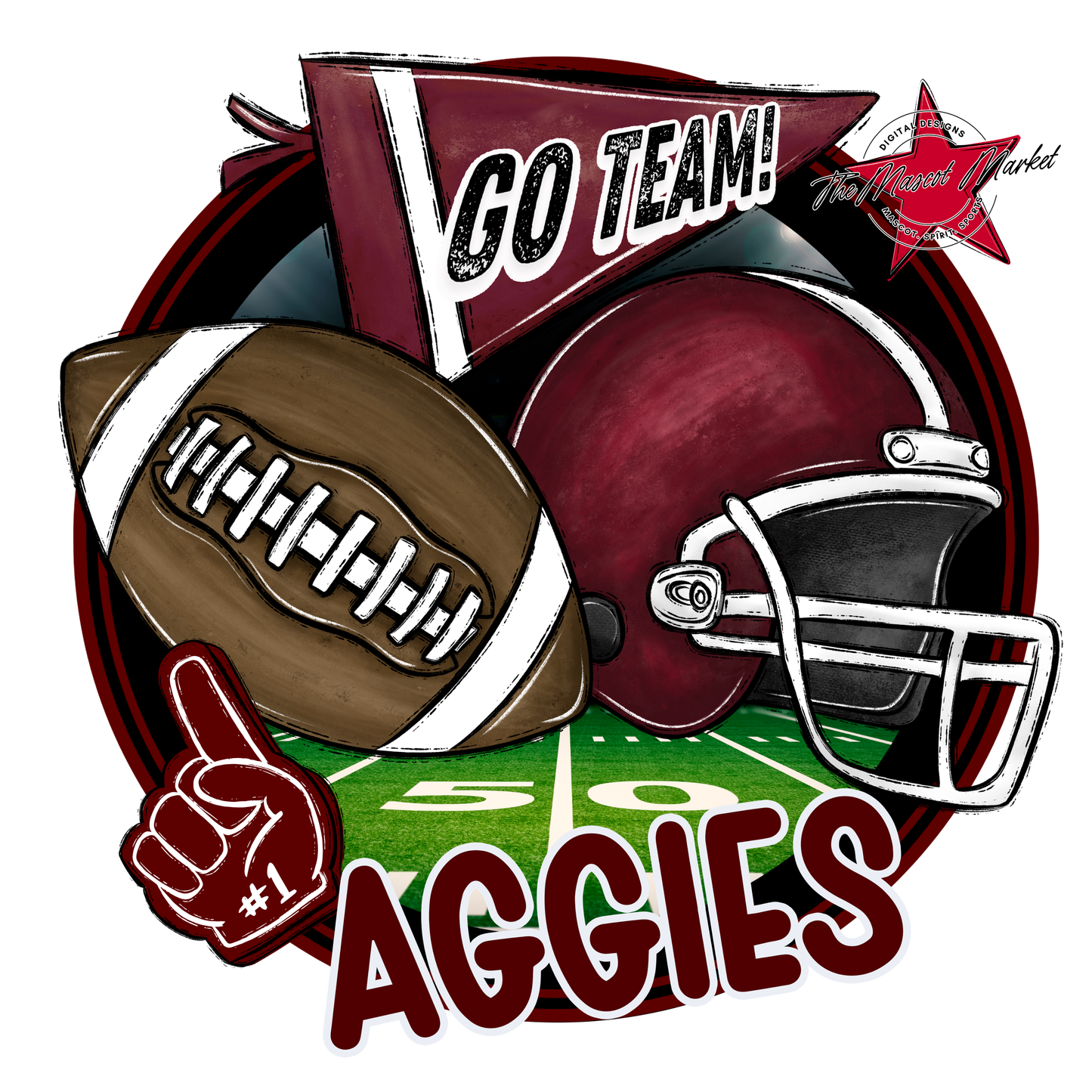 Aggies Football Circle Design-Maroon