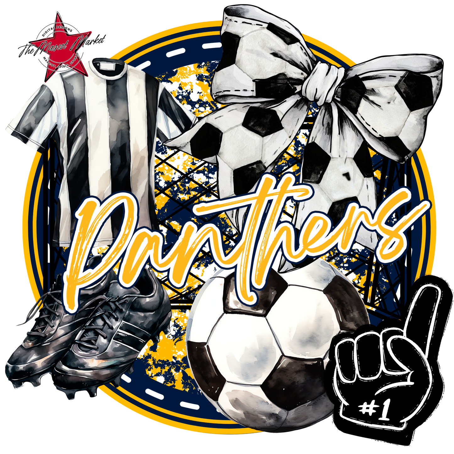 Panthers Circle Soccer Design-Navy-Yellow