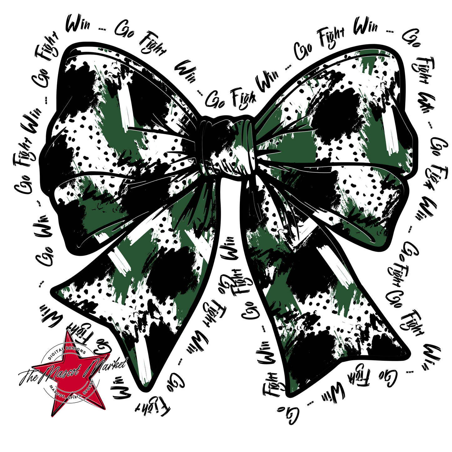Go, Fight, Win, Splatter Bow Design-Green