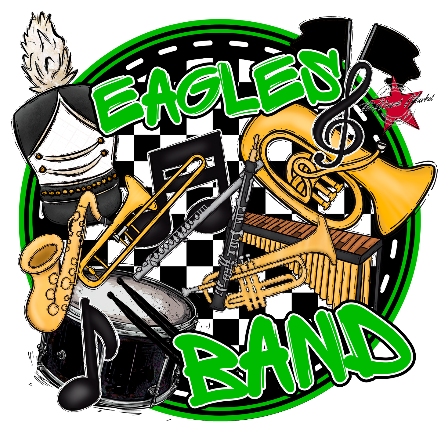 Eagles Circle Band Design-Bright Green