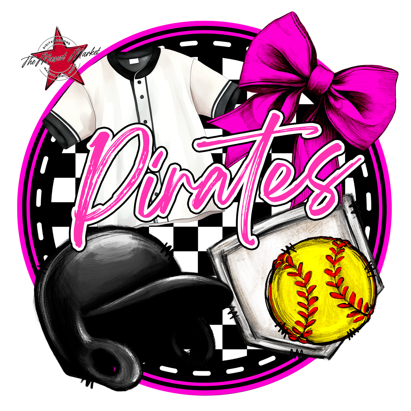 Pirates Circle Softball Design-Pink