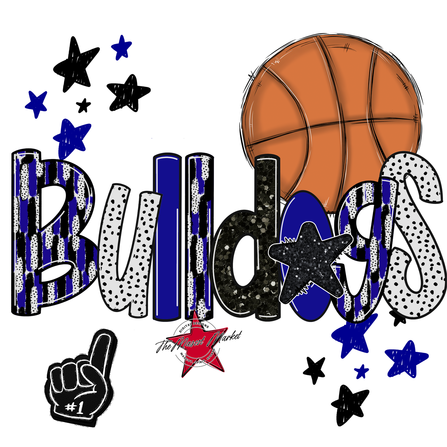 Bulldogs Basketball Scrape-Blue