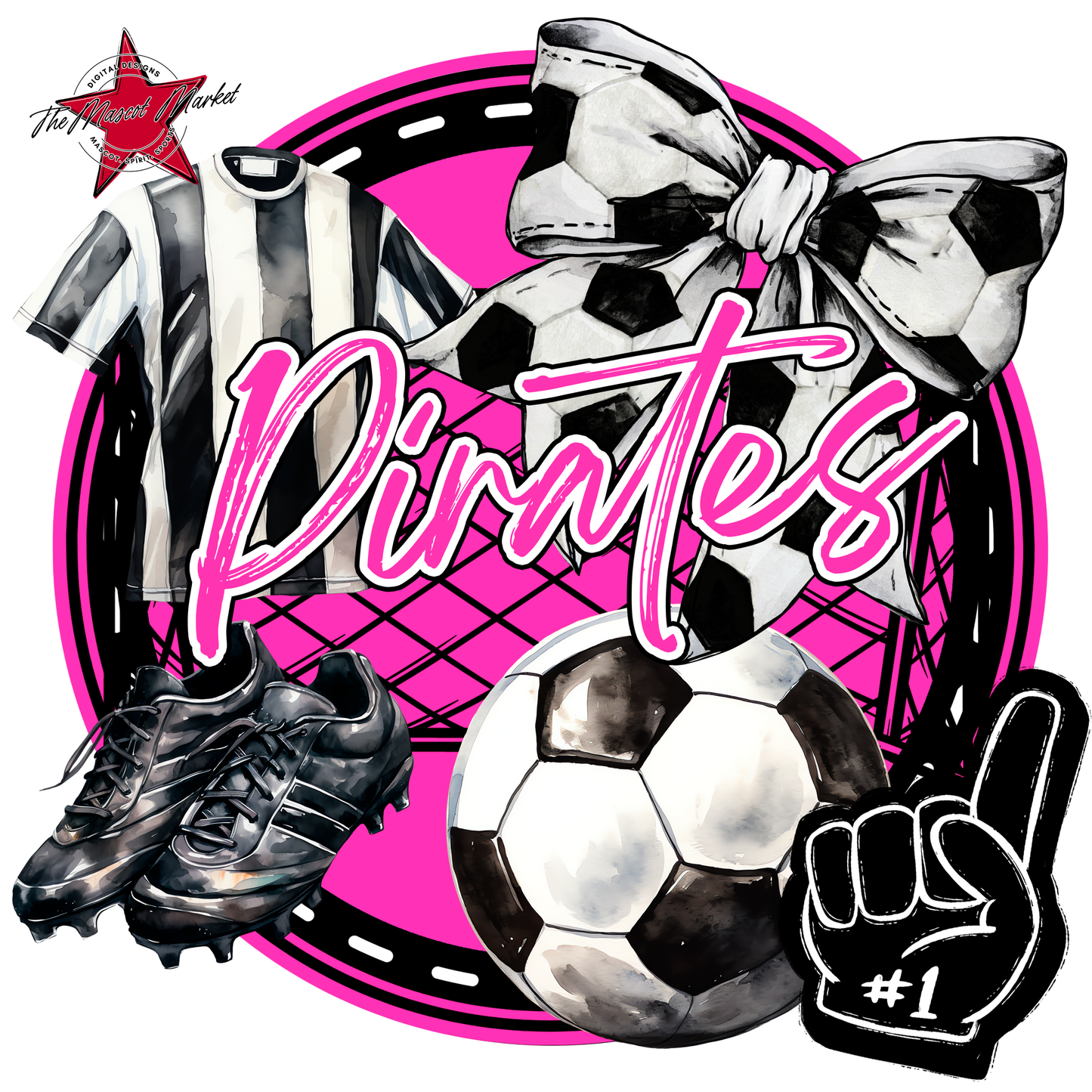 Pirates Circle Soccer Design-Pink