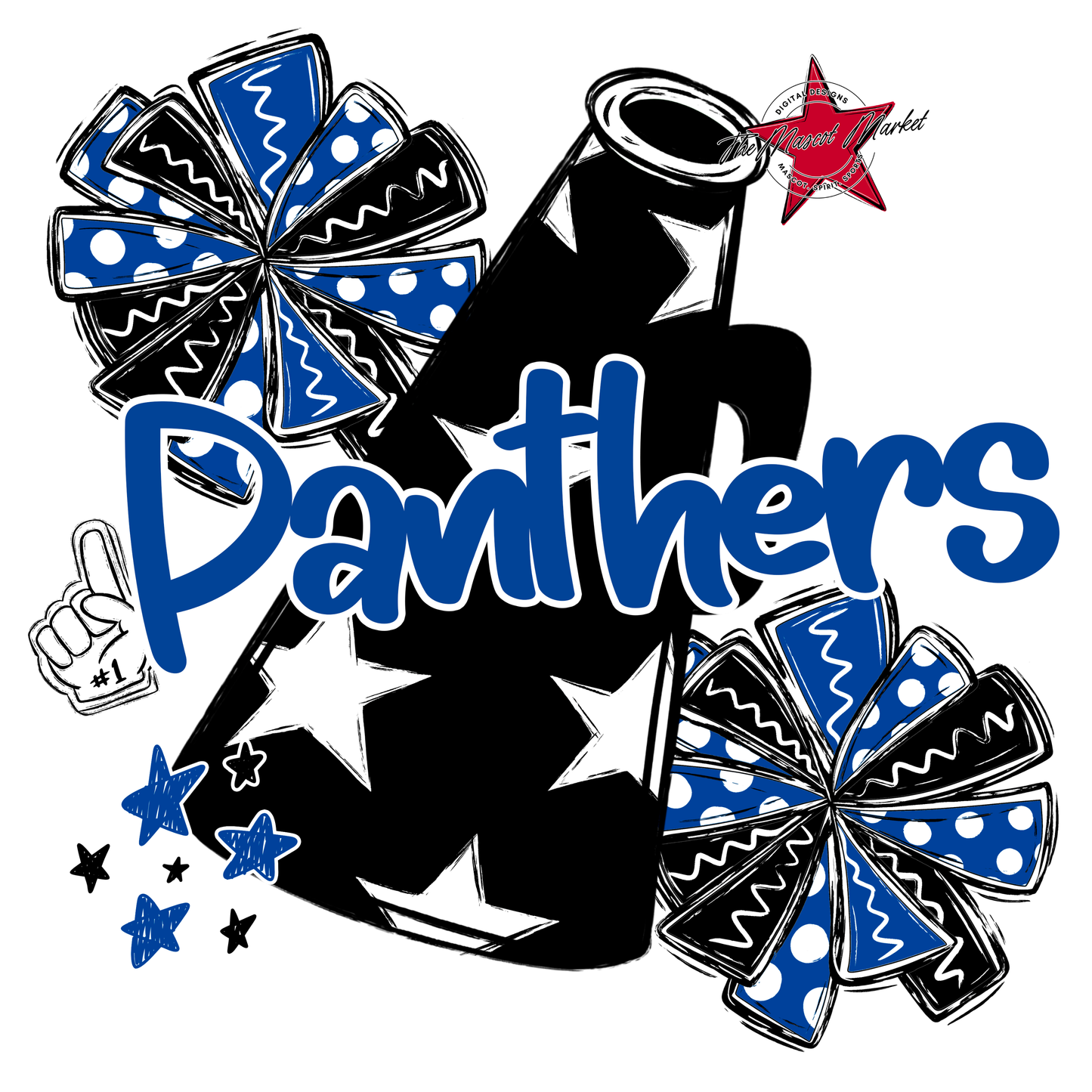 Panthers Alpha Megaphone Design-Off Blue