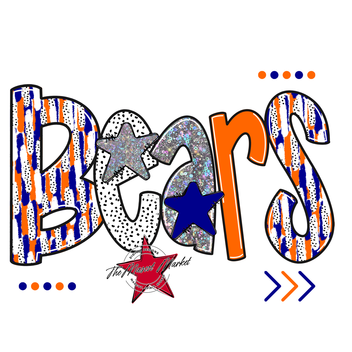 Bears Brushstroke Alpha Design-Blue-Orange