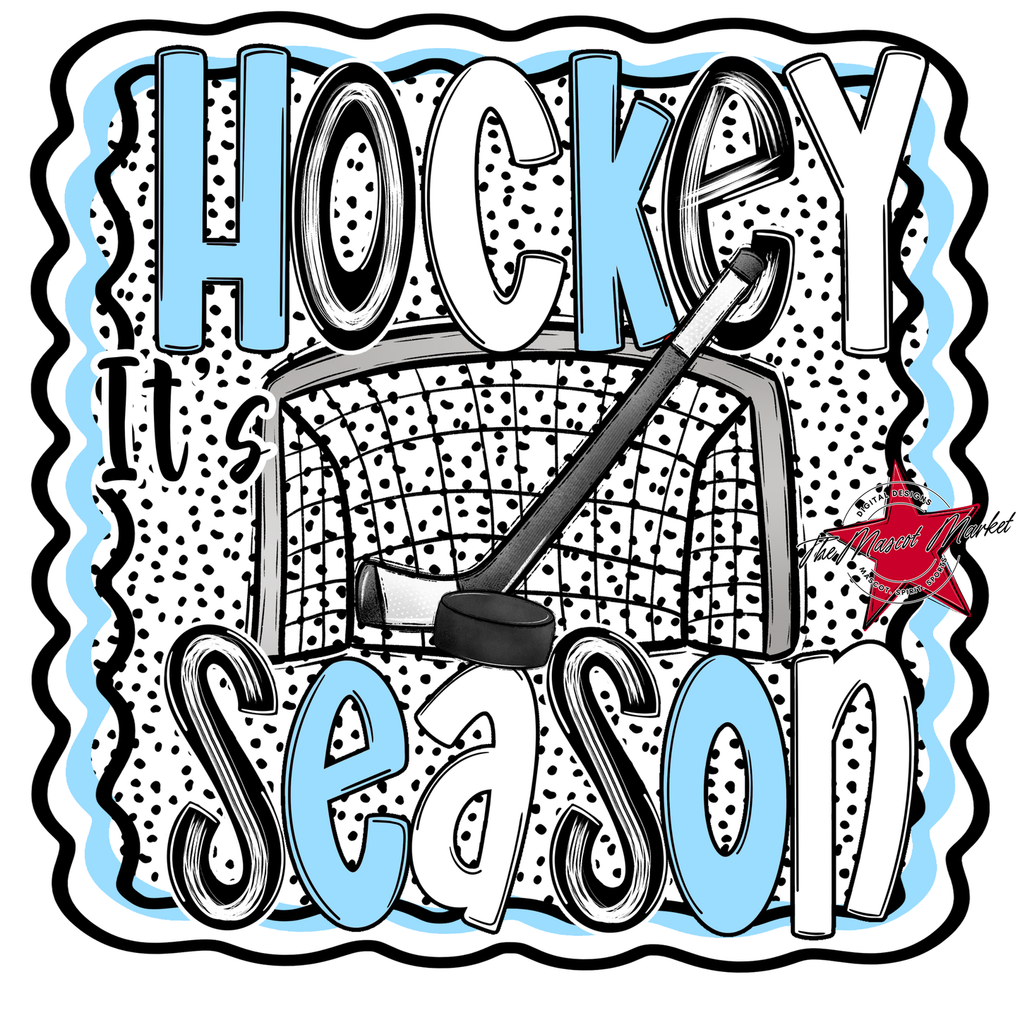 It's Hockey Season Dot Design-Columbia Blue