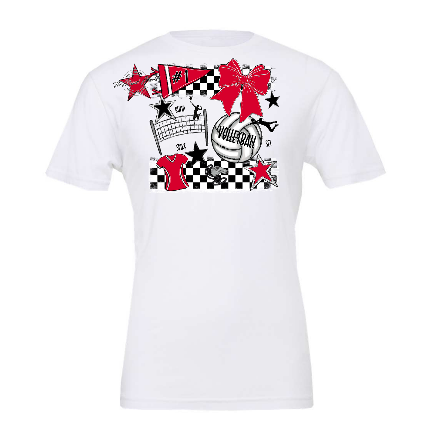 Volleyball Checkers Spirit Design-Red