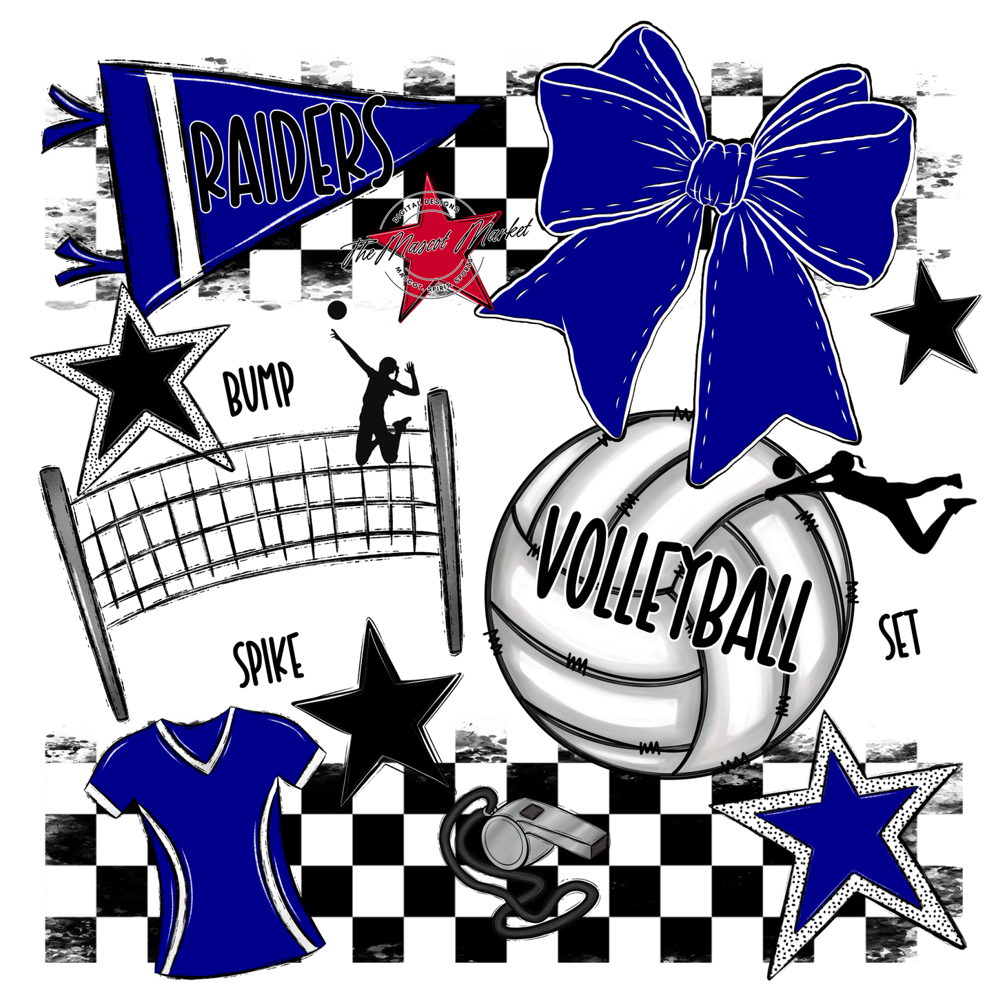 Raiders Volleyball Checkers Design-Blue