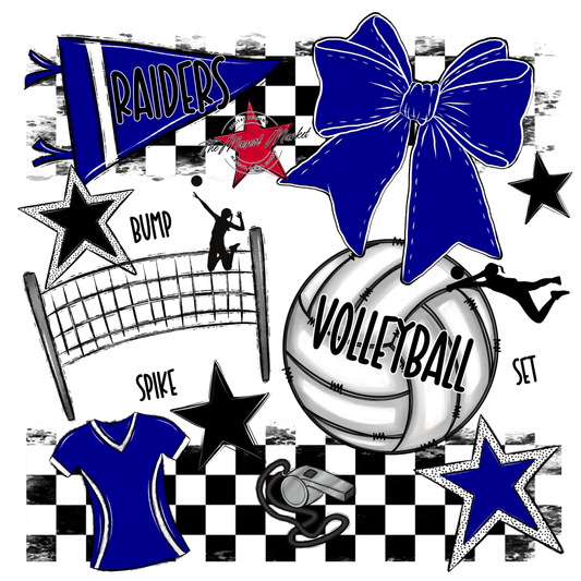 Raiders Volleyball Checkers Design-Blue