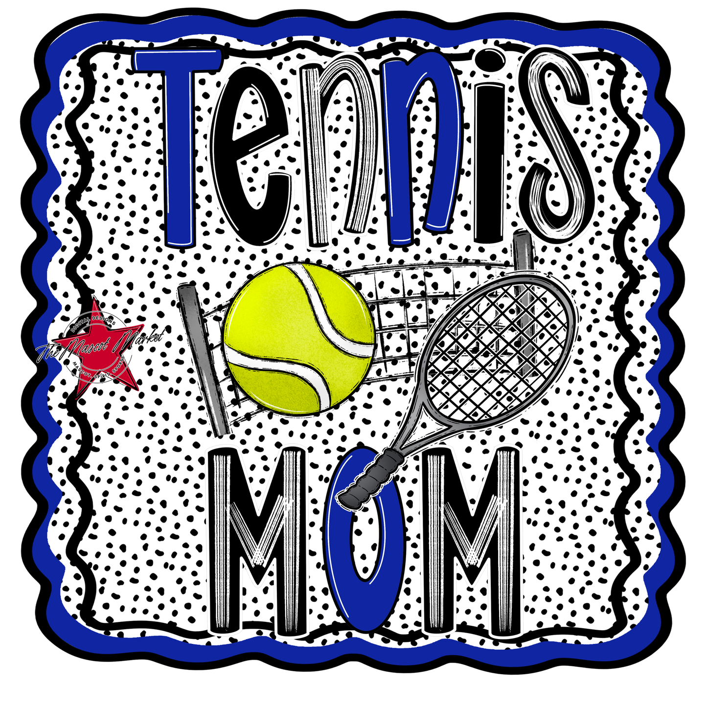 Tennis Mom Dot Design-Royal Blue