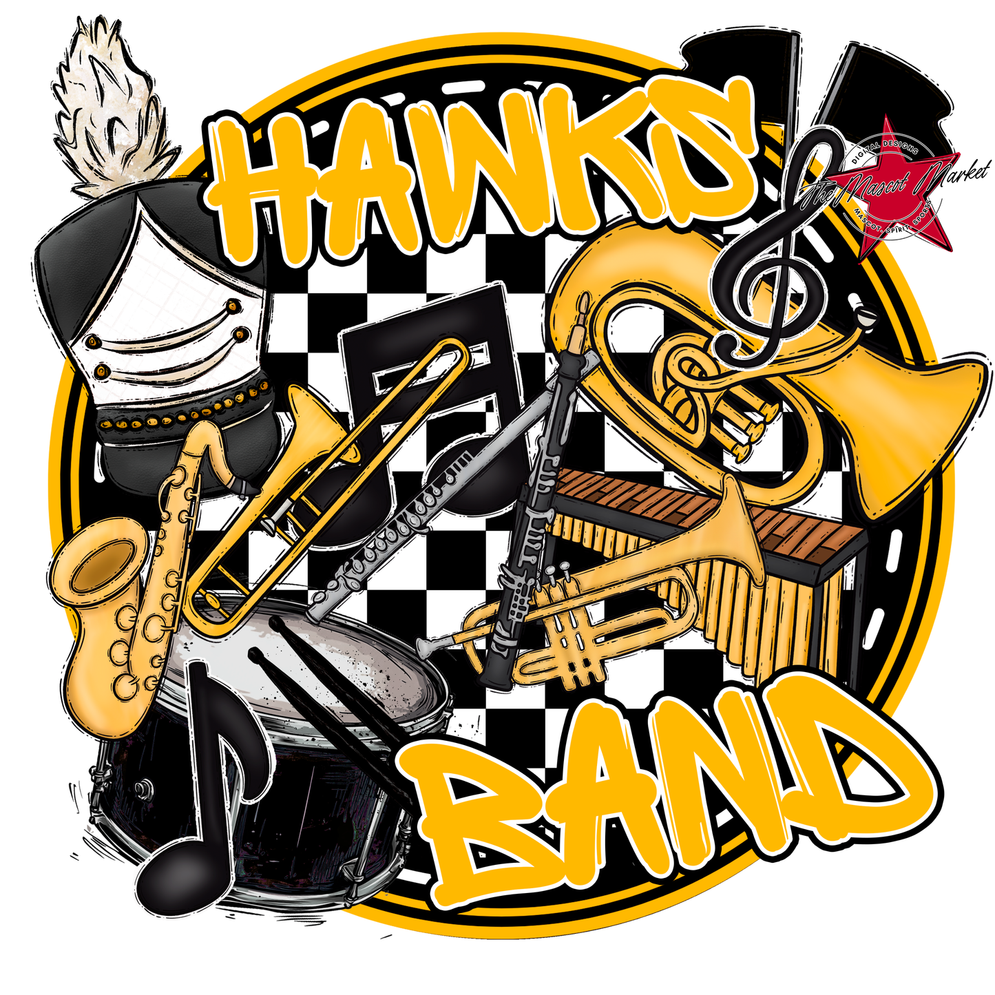 Hawks Circle Band Design-Yellow