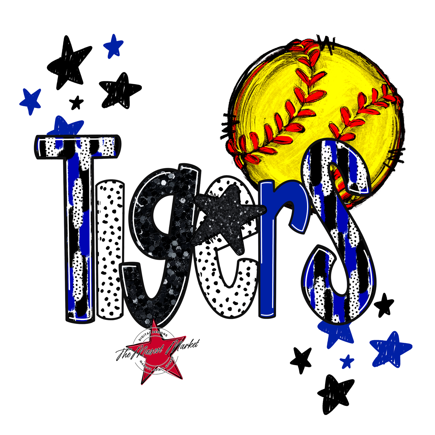 Tigers Softball Scrape-Royal Blue