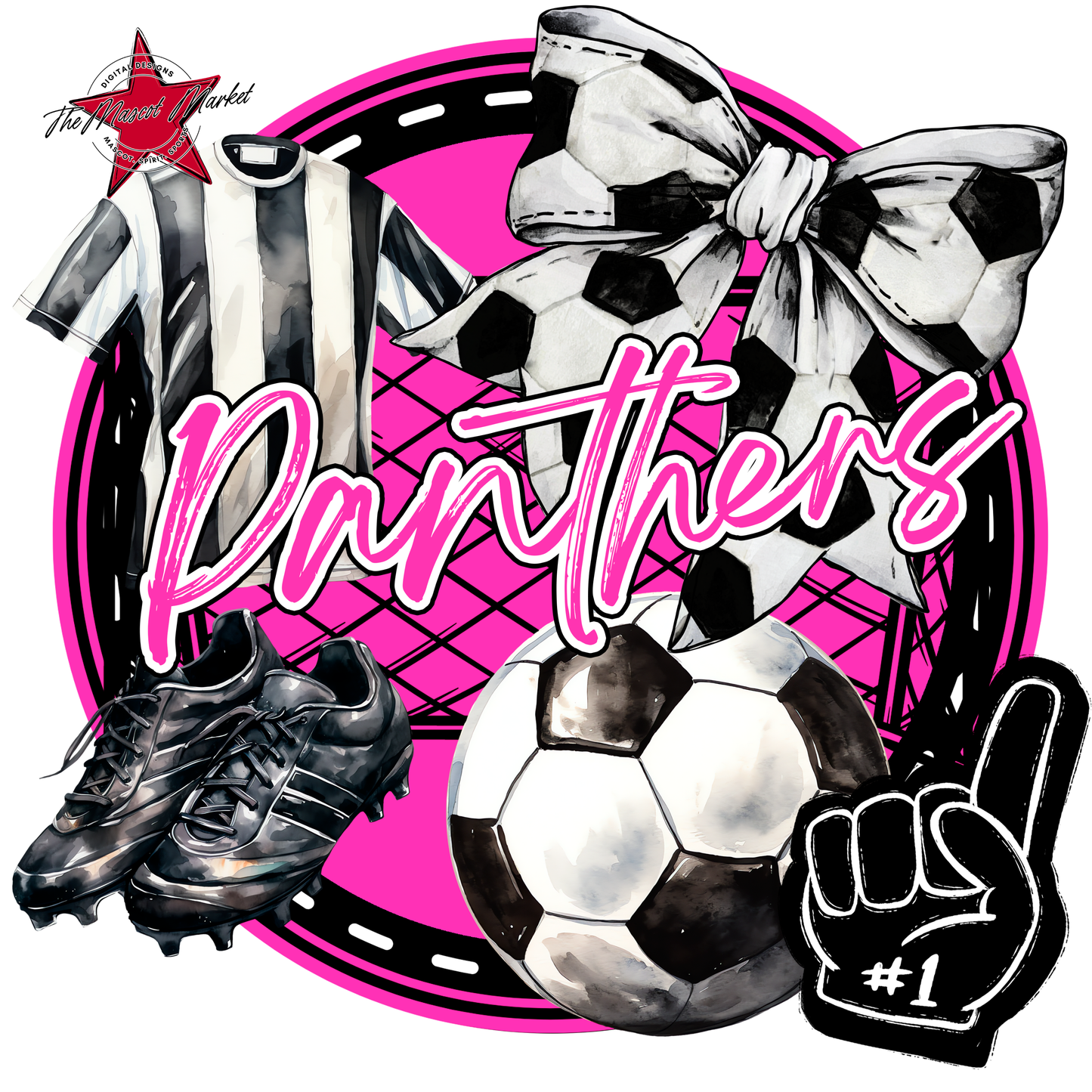 Panthers Circle Soccer Design-Pink