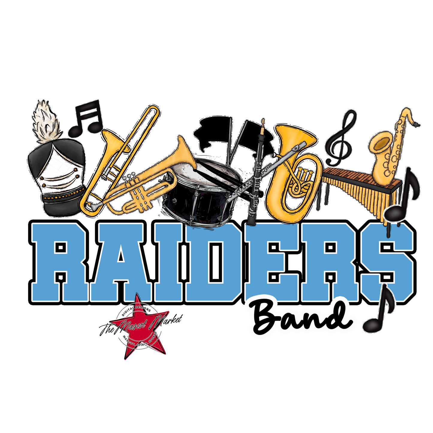 Raiders Varsity Band Design-Carolina Blue