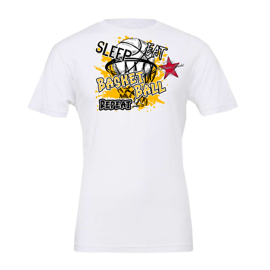 Eat Sleep Basketball Repeat Design-Yellow