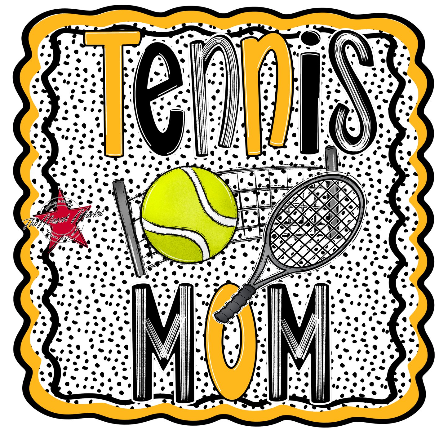 Tennis Mom Dot Design-Yellow