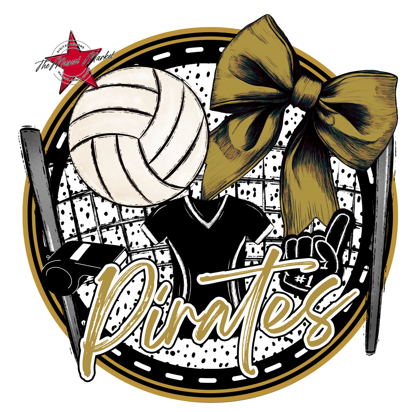 Pirates Circle Volleyball Design-Gold