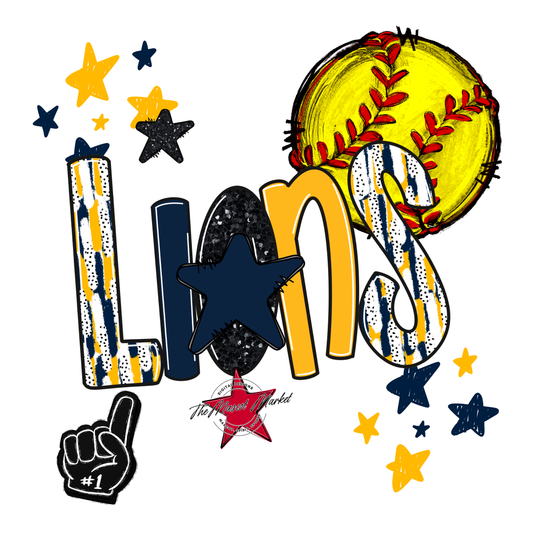 Lions Softball Scrape-Navy-Yellow