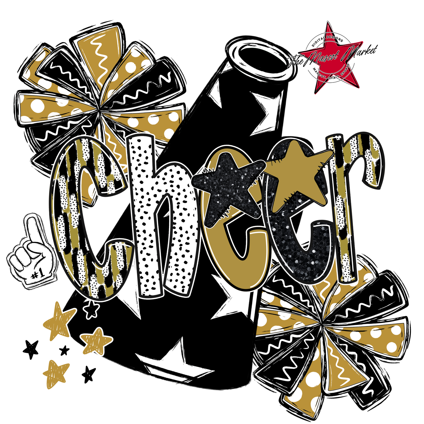 Cheer Megaphone Scrape Black-Gold