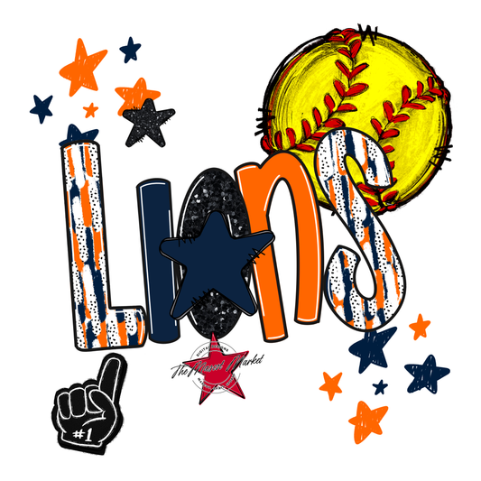 Lions Softball Scrape-Navy-Orange