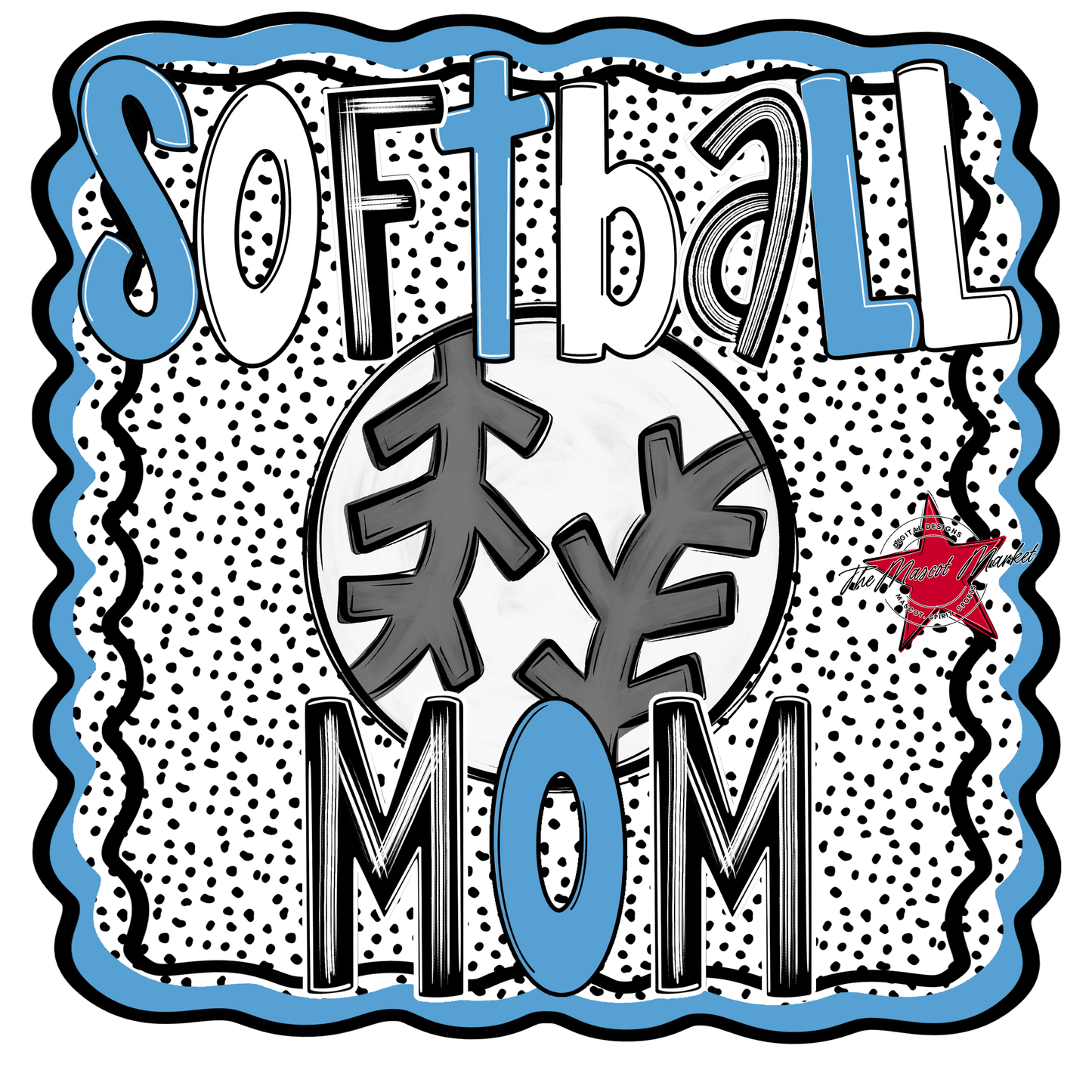 Softball Mom Dot Design-Carolina Blue