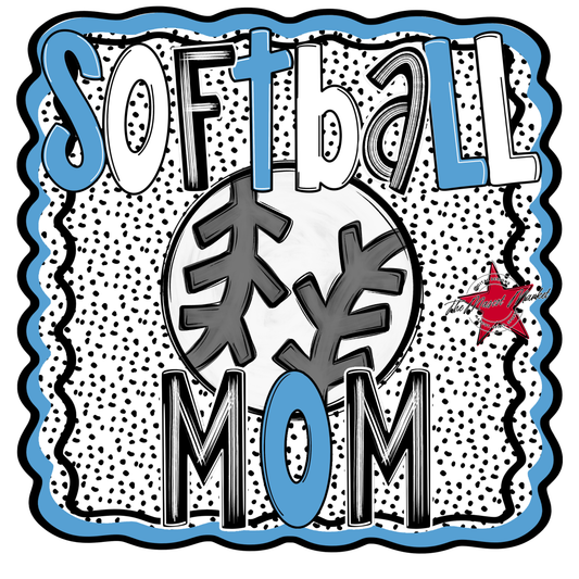 Softball Mom Dot Design-Carolina Blue