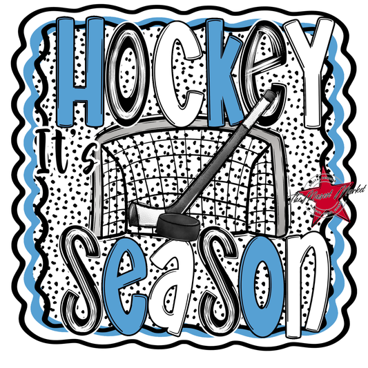 It's Hockey Season Dot Design-Carolina Blue
