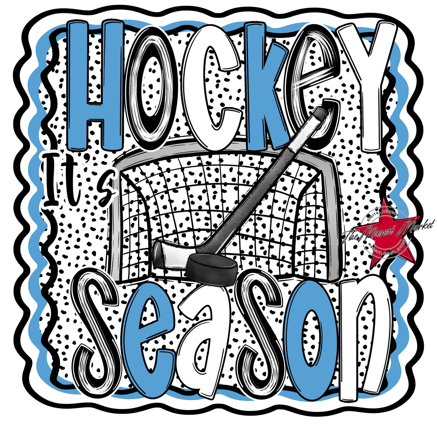 It's Hockey Season Dot Design-Carolina Blue
