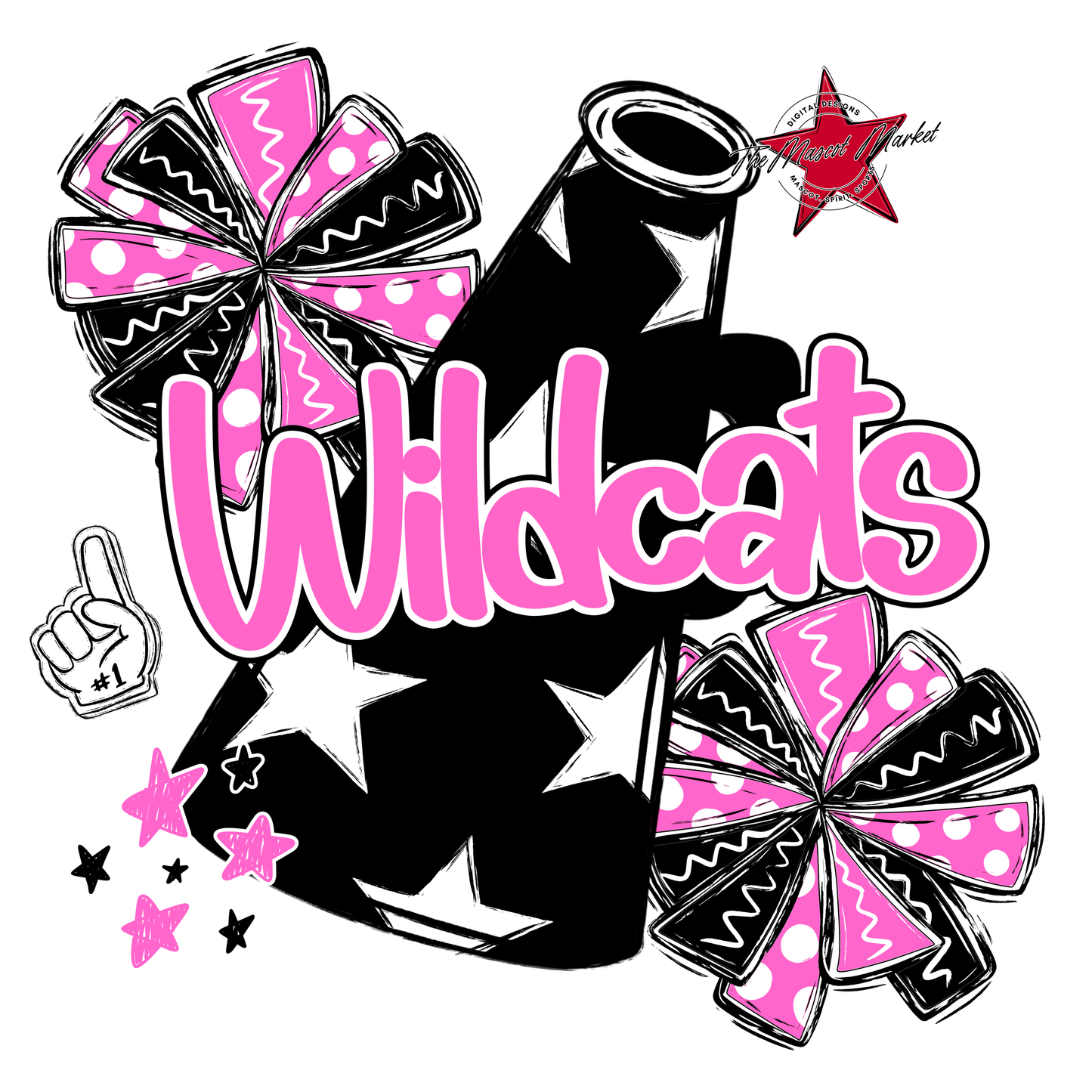 Wildcats Alpha Megaphone Design-Baby Pink