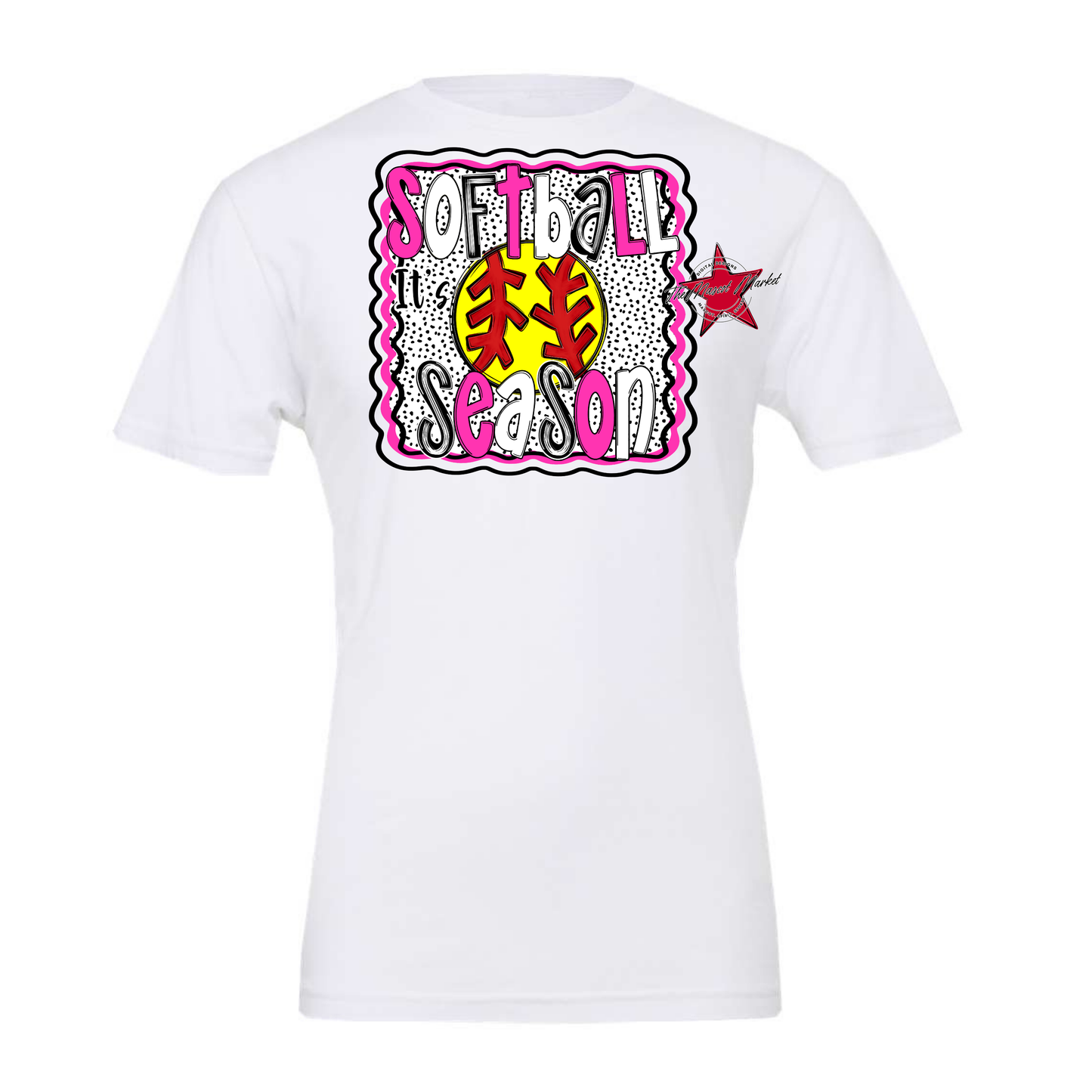 It's Softball Season Dot Design-Pink