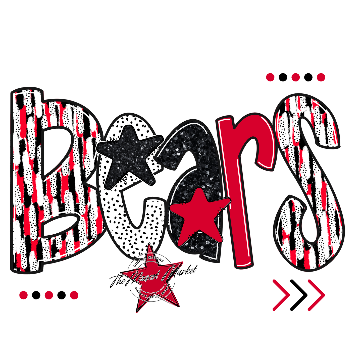 Bears Brushstroke Alpha Design-Red