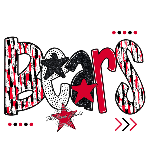 Bears Brushstroke Alpha Design-Red
