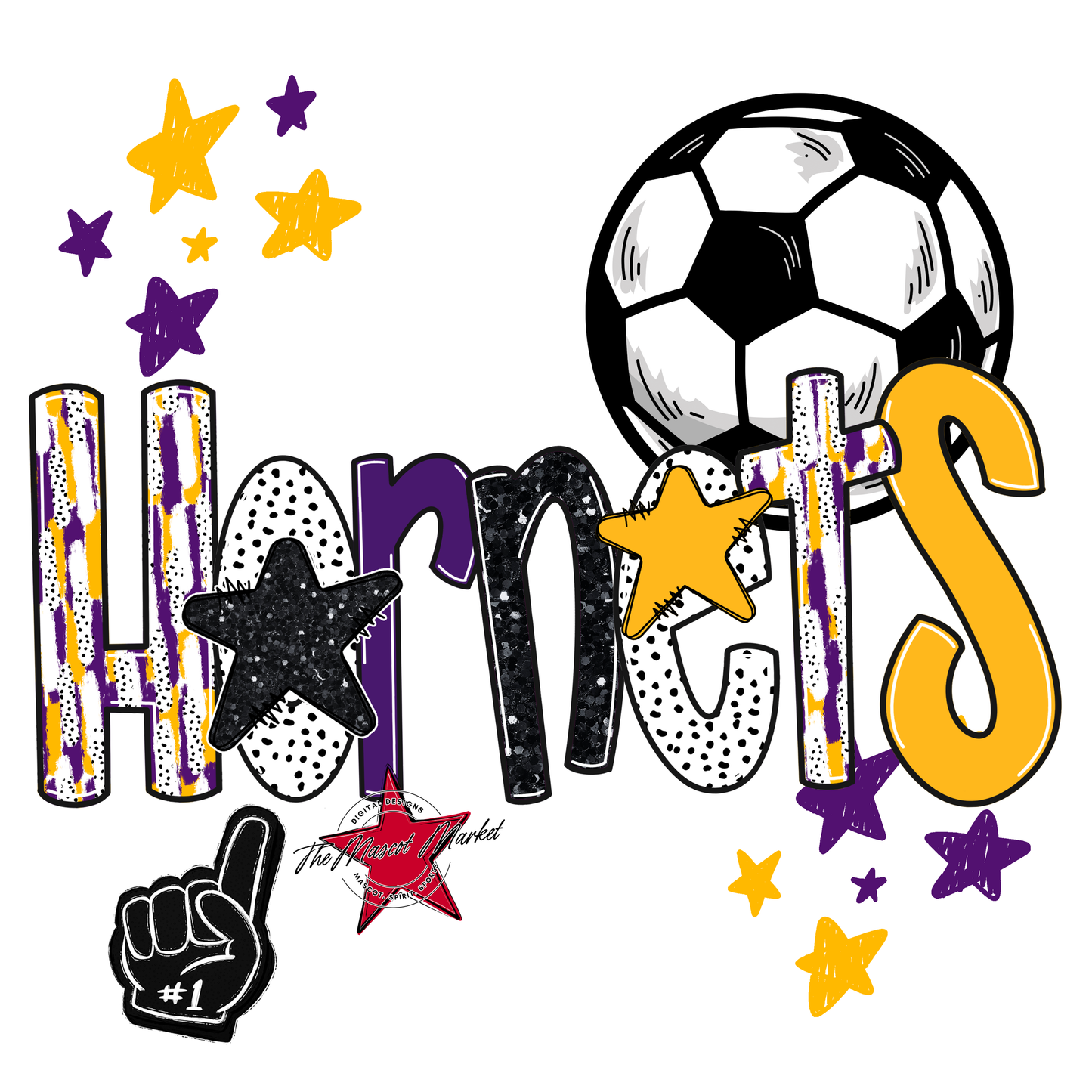Hornets Soccer Scrape-Purple-Yellow