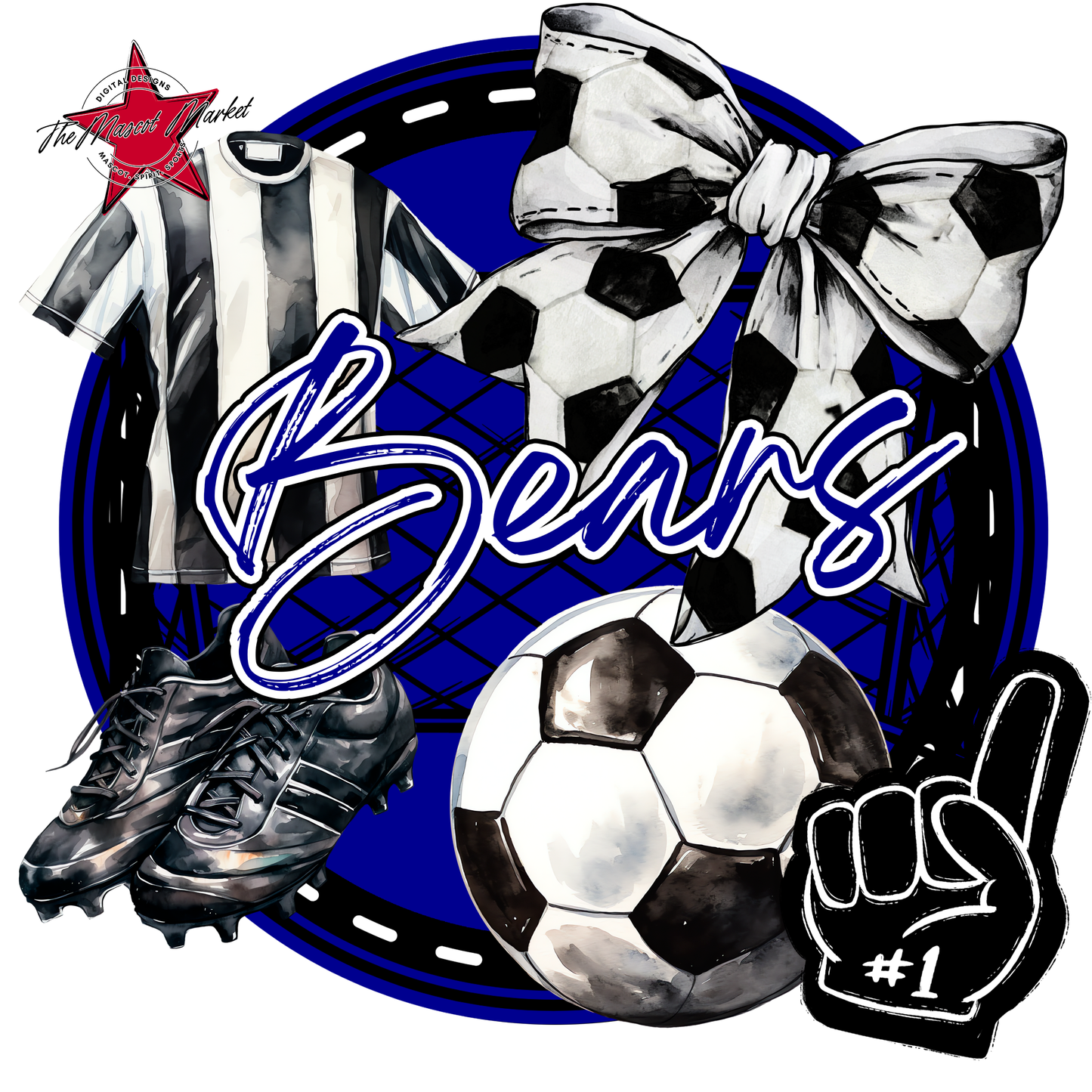 Bears Circle Soccer Design-Blue