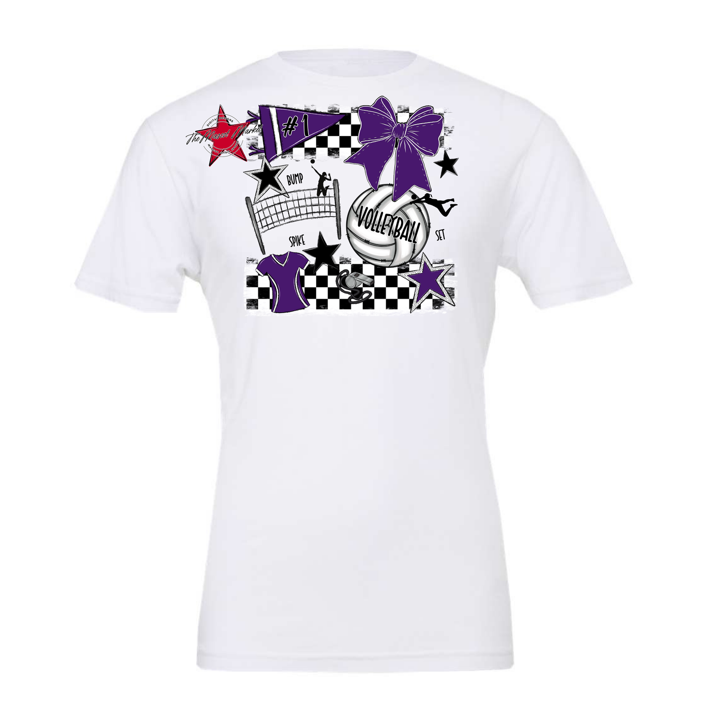 Volleyball Checkers Spirit Design-Purple