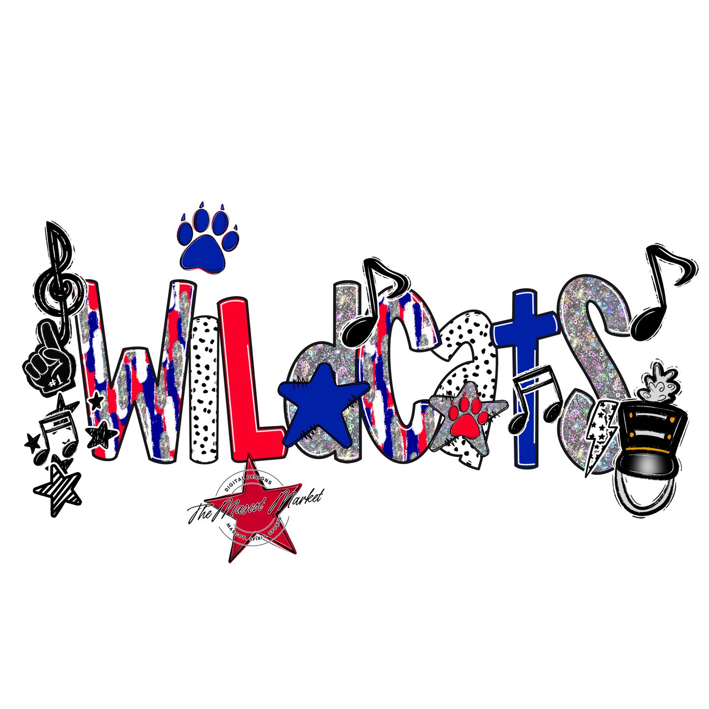 Wildcats Band Scrape-Blue-Red