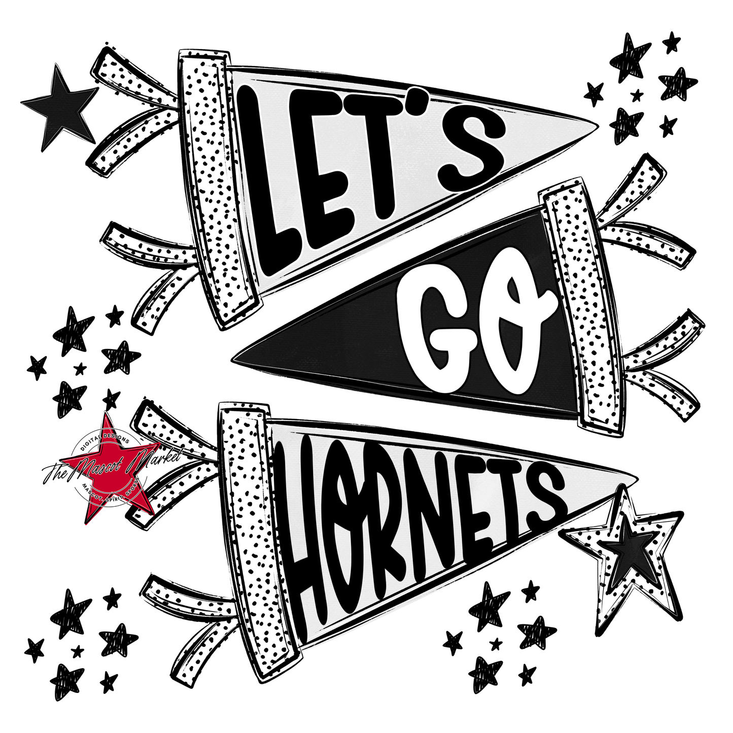 Hornets Let's Go Flag Design-Black