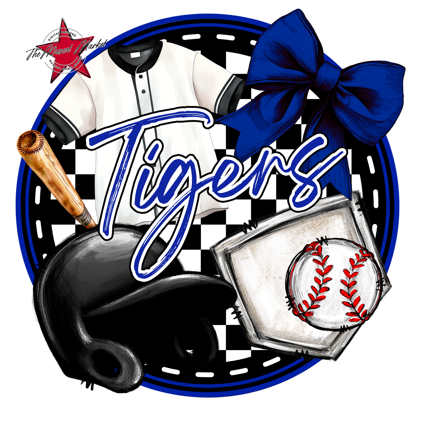 Tigers Circle Baseball Design-Royal Blue
