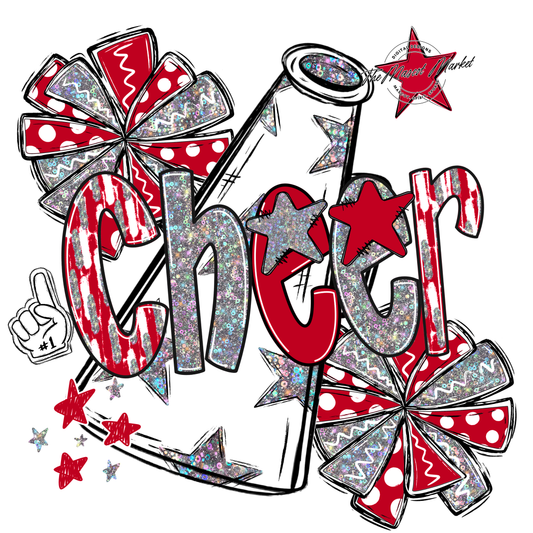 Cheer Megaphone Scrape Holigraphic-Red