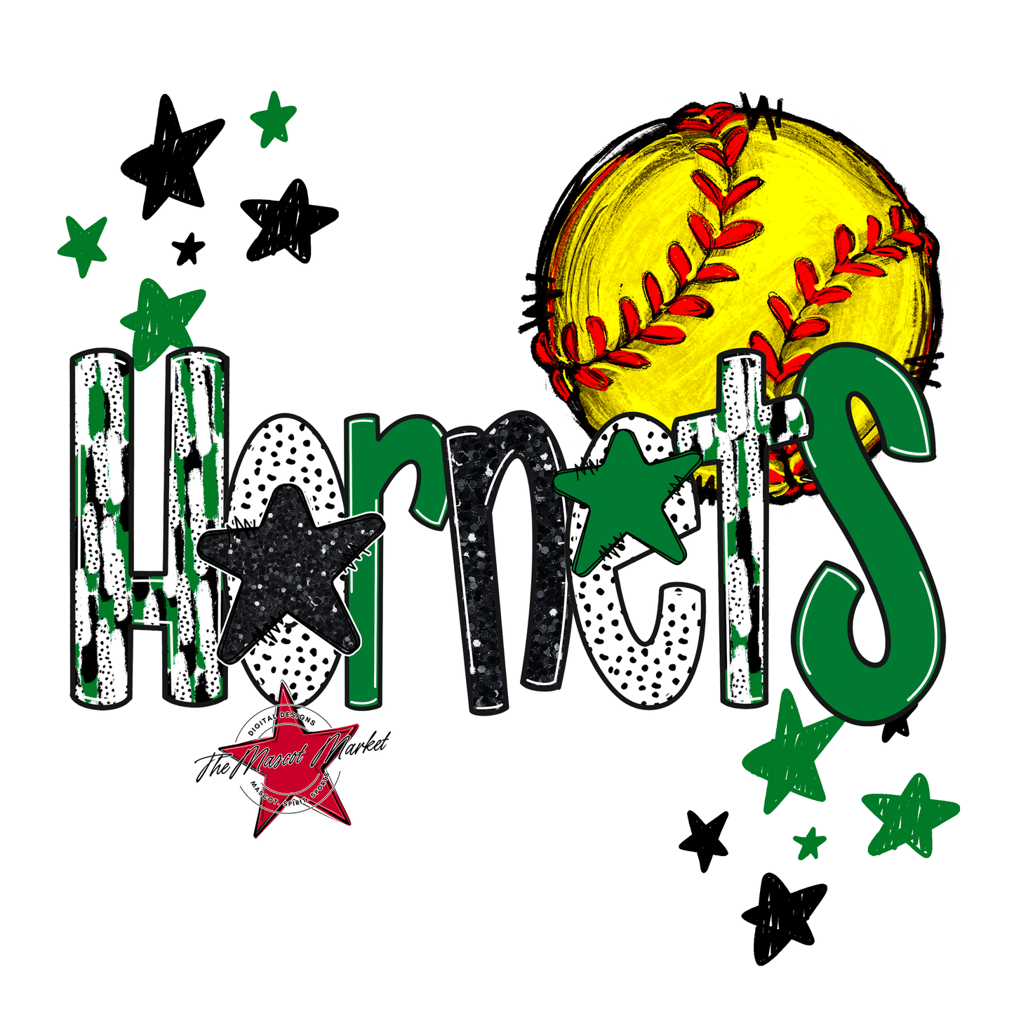 Hornets Softball Scrape-Kelly Green