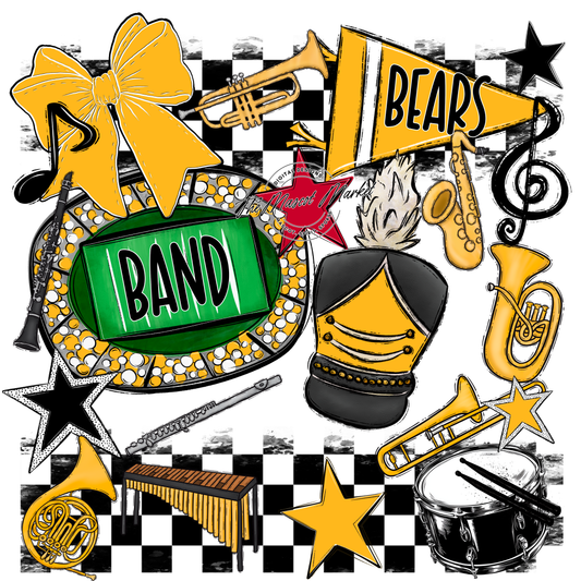 Bears Band Checkers Design-Yellow