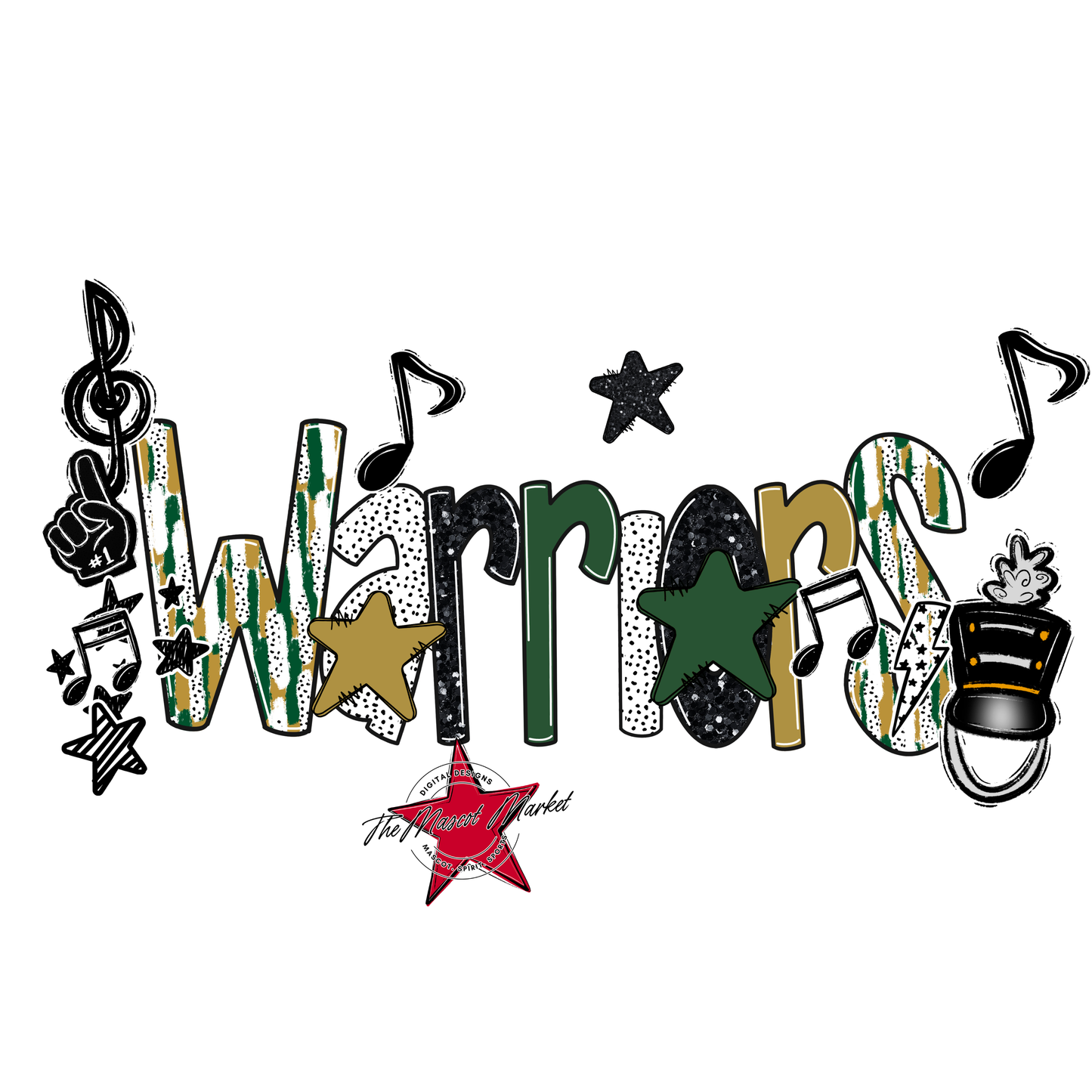 Warriors Band Scrape-Green-Gold