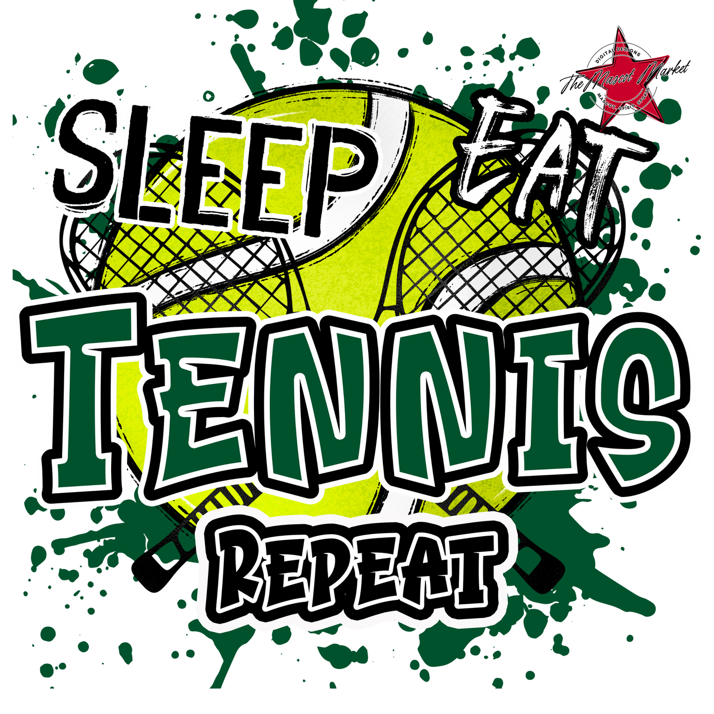 Eat Sleep Tennis Repeat-Green