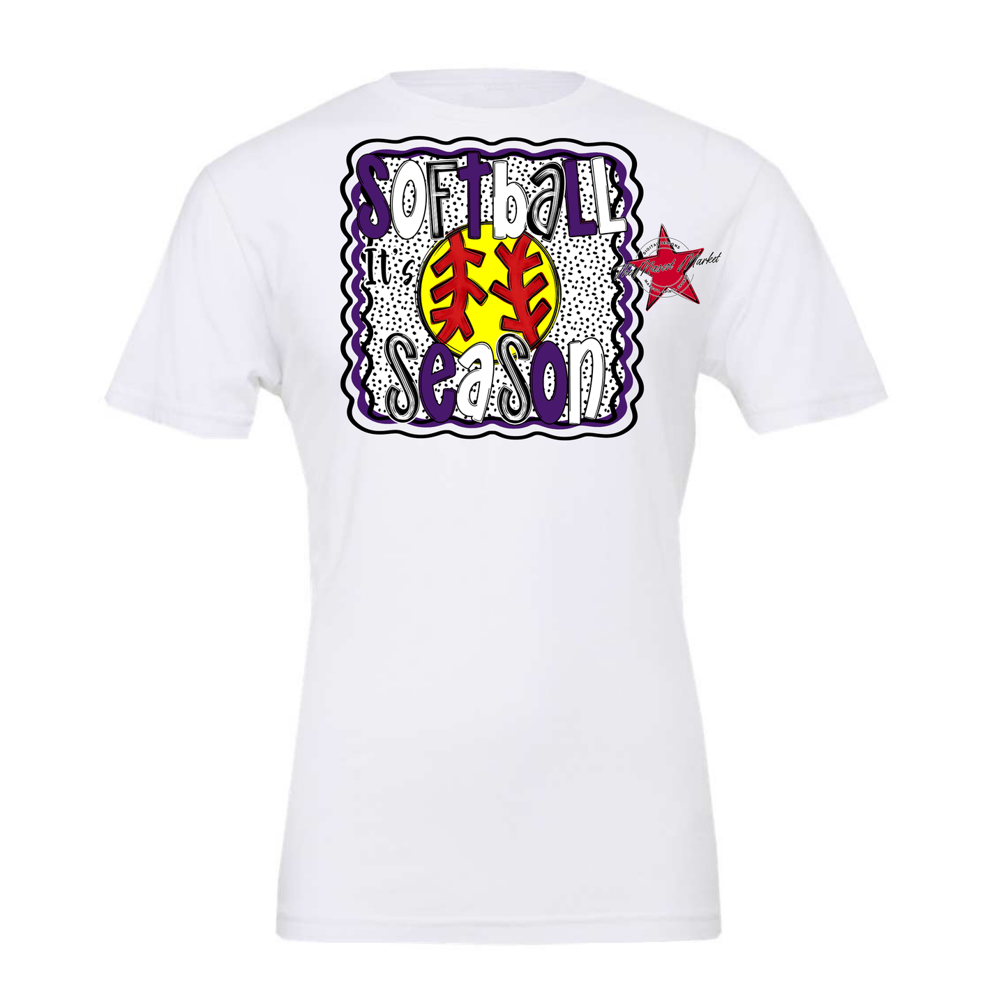 It's Softball Season Dot Design-Purple