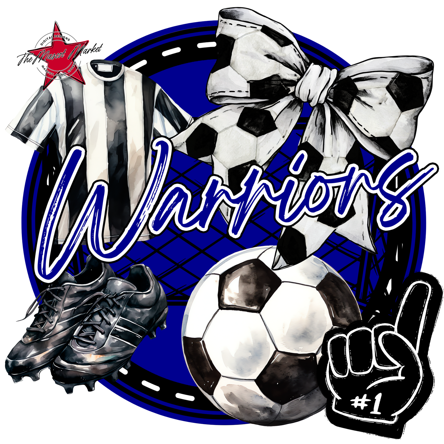 Warriors Circle Soccer Design-Blue