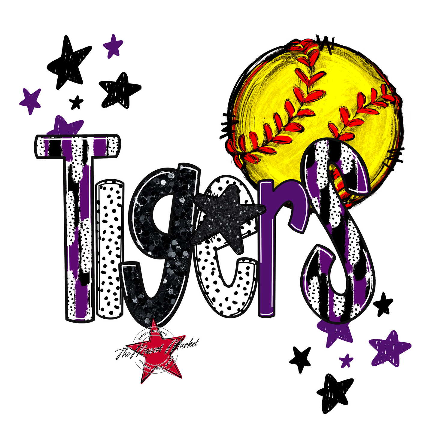 Tigers Softball Scrape-Purple