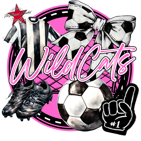Wildcats Circle Soccer Design-Baby Pink