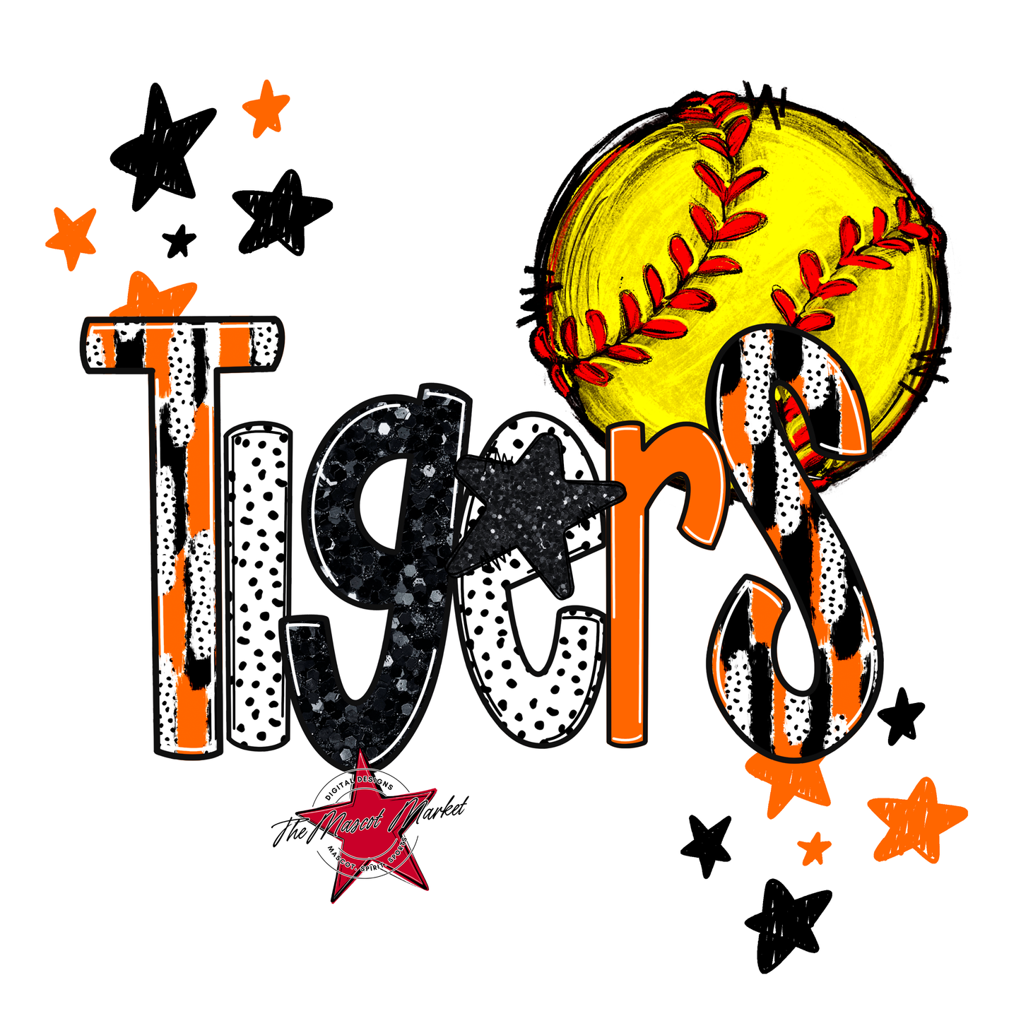 Tigers Softball Scrape-Orange